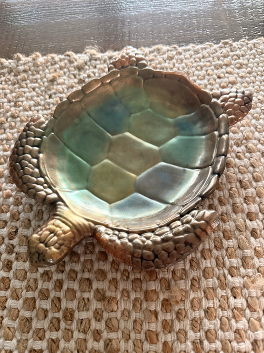 Iridescent Coastal Turtle Bowl (8x9, Food‑Safe Resin)