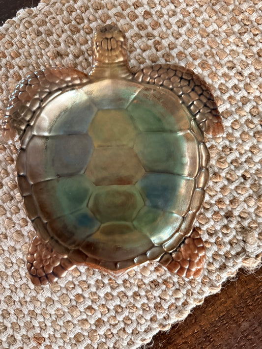 Iridescent Coastal Turtle Bowl (8x9, Food‑Safe Resin)
