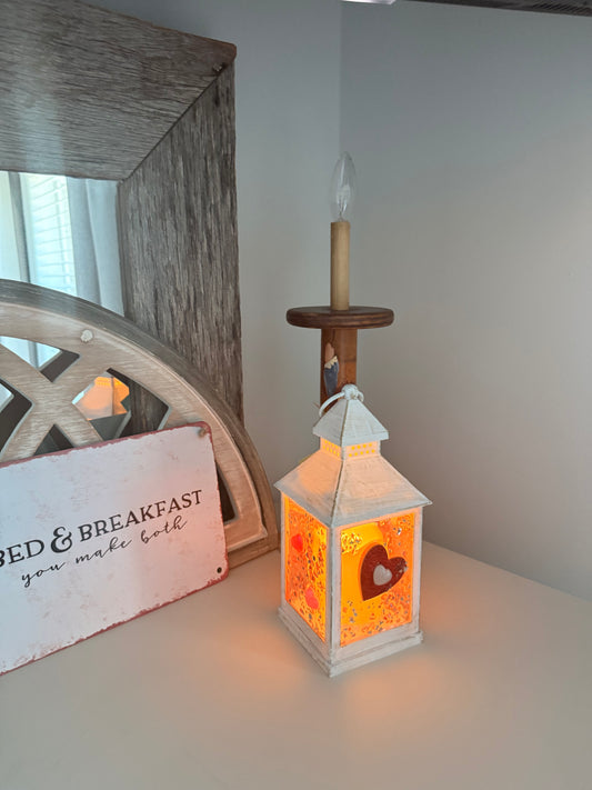 Holiday Collection - Coastal Valentine’s Day Lantern – Pink or Red Hearts (Small Accent Lantern)