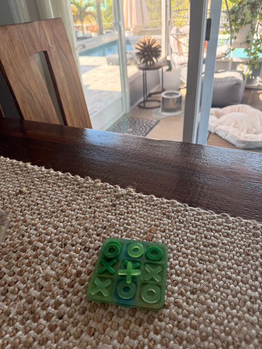 Mini Resin Tic‑Tac‑Toe Board – 3.5” x 3.5” Travel Size