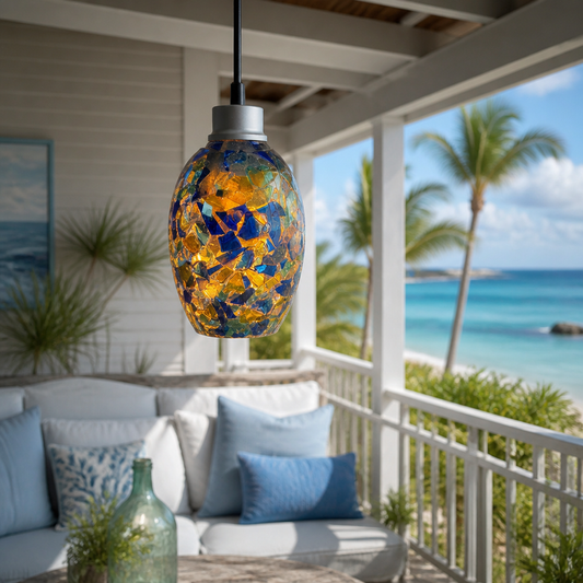 Sea Glass Hanging Lamp