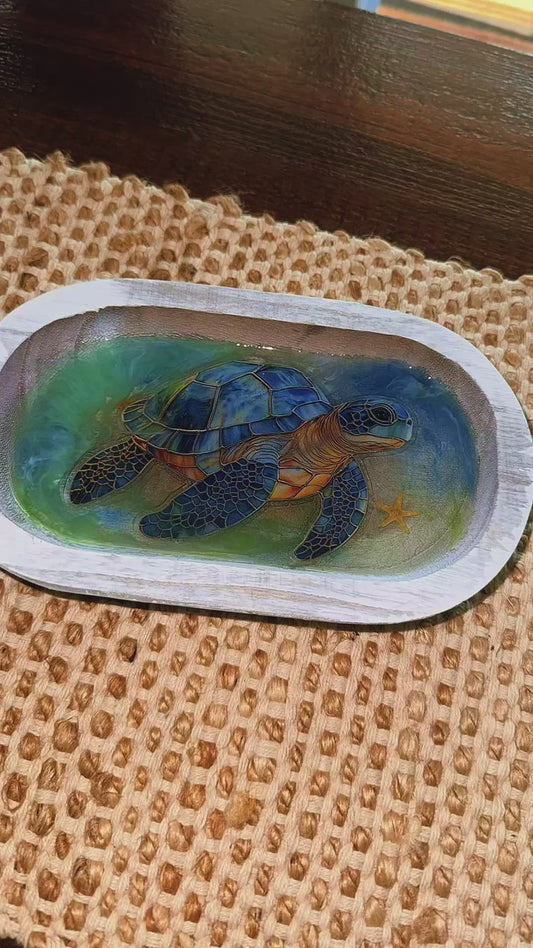 Distressed White Farmhouse Turtle Dough Bowl – Coastal Handcrafted Decor