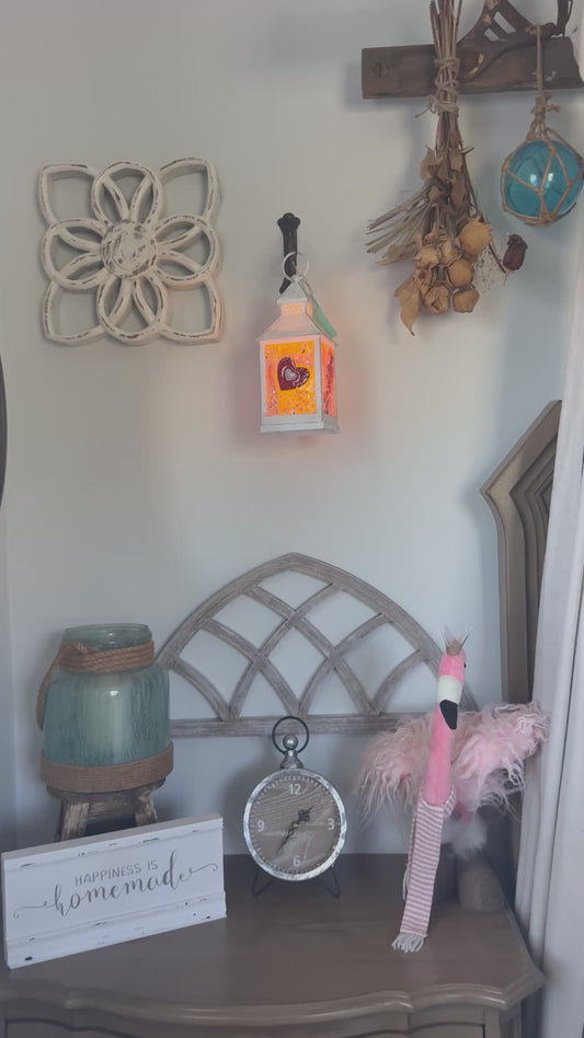 Holiday Collection - Coastal Valentine’s Day Lantern – Pink or Red Hearts (Small Accent Lantern)